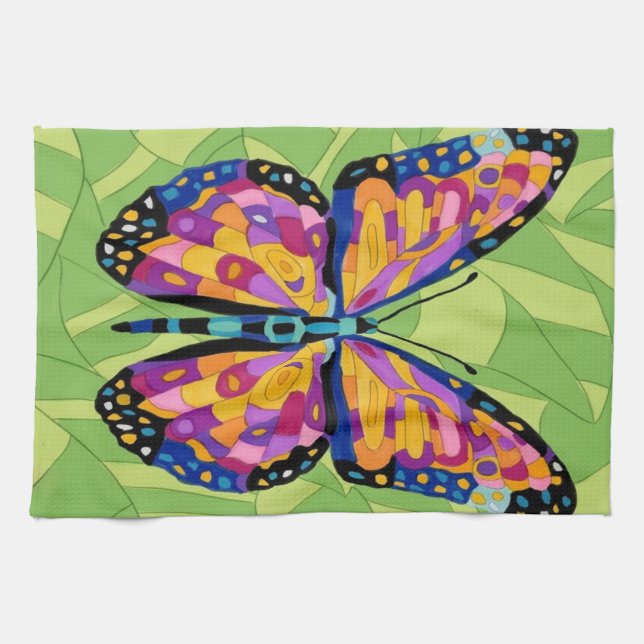 Abstract butterfly painting  kitchen towel (Horizontal)