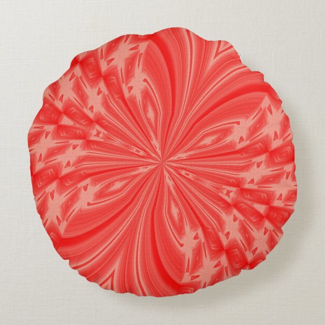 Abstract Butterfly Peach Round Throw Pillow (Back)