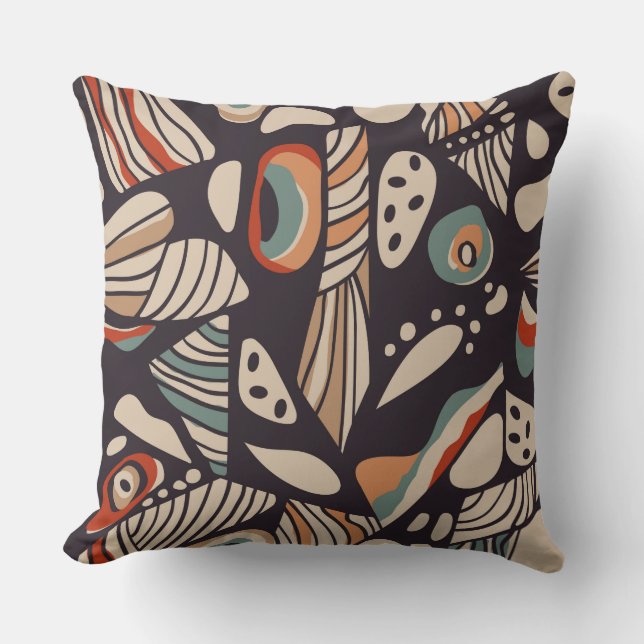 Abstract butterfly wings inspired boho pattern  throw pillow (Front)