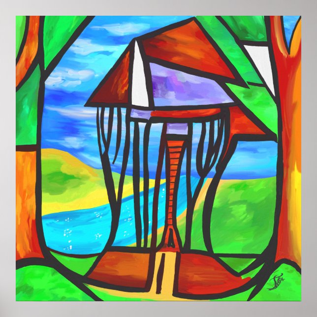 Abstract - Cabin in the forest Poster (Front)