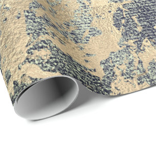 Abstract Cali Green Paint Golden Metallic Strokes Wrapping Paper