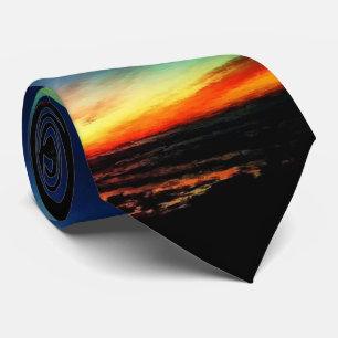 Abstract California Sunset with Painting Effect Tie