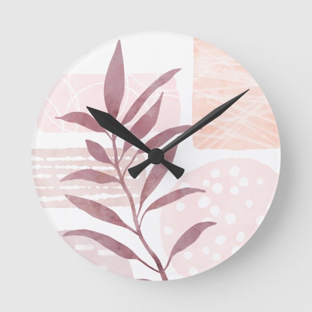 Abstract Calming Watercolor Shapes Round Clock (Front)