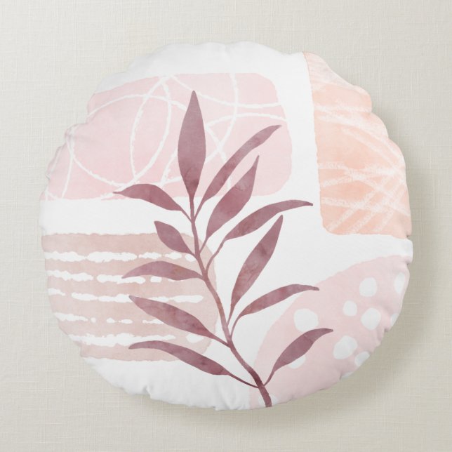 Abstract Calming Watercolor Shapes Round Pillow (Front)