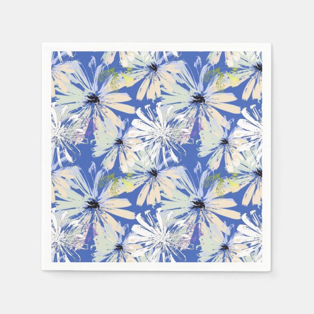 Abstract camomiles on a blue background.  napkin (Front)
