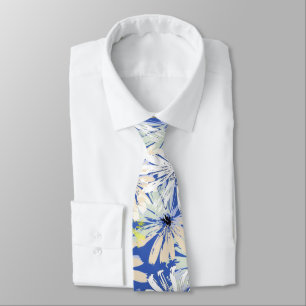 Abstract camomiles on a blue background.  tie