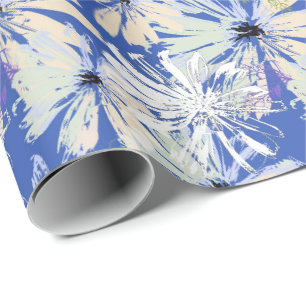 Abstract camomiles on a blue background. wrapping paper