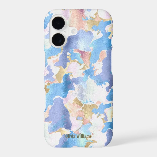 Abstract Camouflage Style Blue Pink Gold Design (Verso)