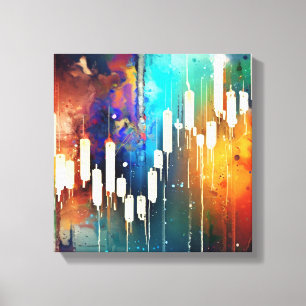 Abstract candlestick chart painting canvas print