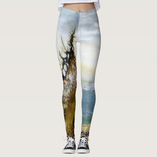 Abstract Cape Cod Beach and Shoreline Leggings