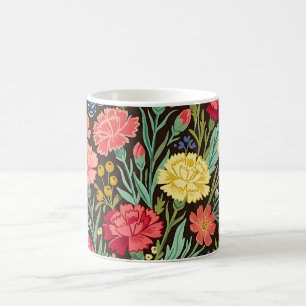 Abstract Carnations Butterflies Coffee Mug