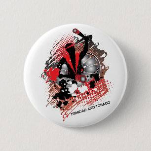 Abstract Carnival Panman in Red White and Black 2 Inch Round Button