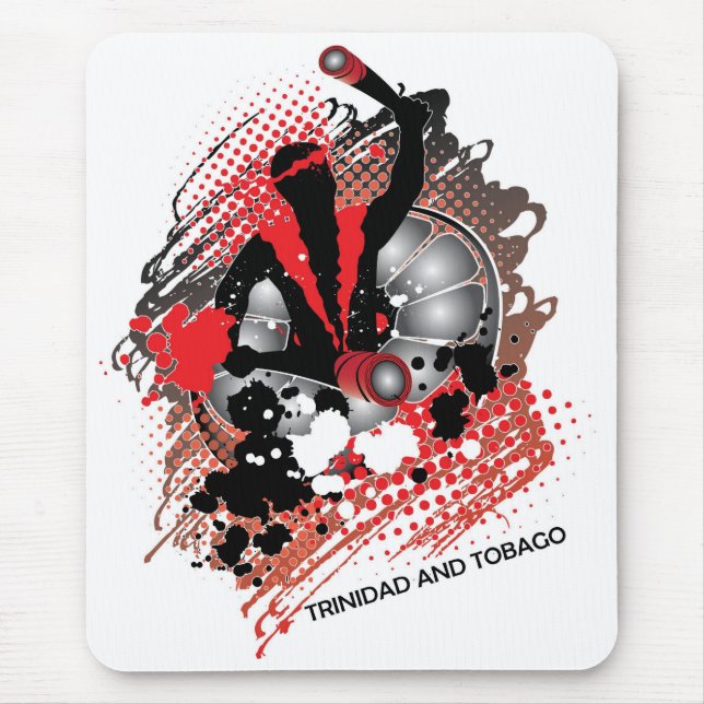 Abstract Carnival Panman in Red White and Black Mouse Pad (Front)