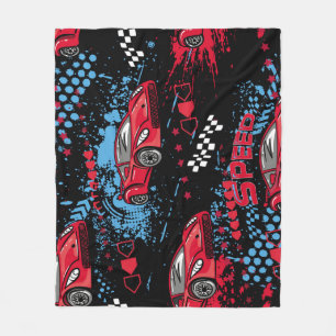 Abstract cars, grunge childish pattern. fleece blanket