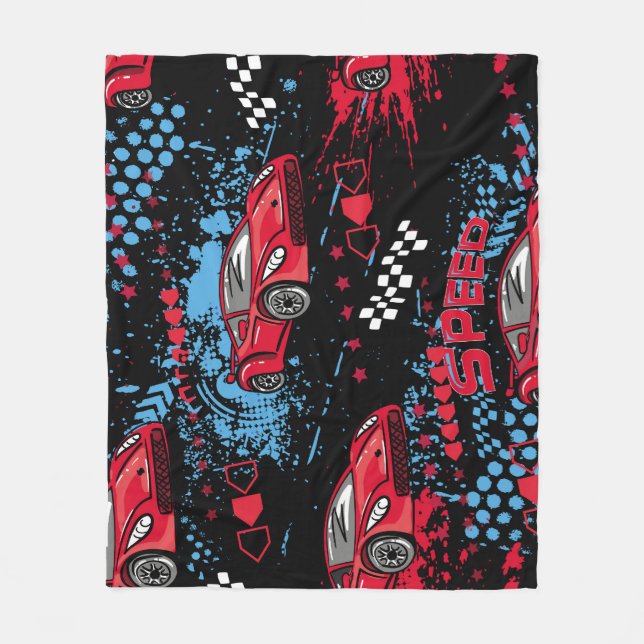 Abstract cars, grunge childish pattern. fleece blanket (Front)