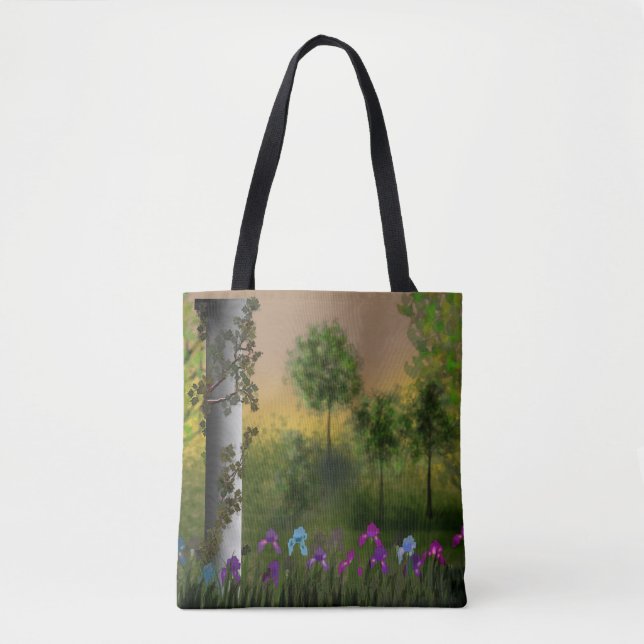 Abstract cartoon digital landskae forest trees flo tote bag (Front)