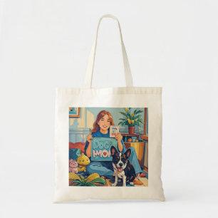 Abstract Cartoon dog mom puppy Tote Bag