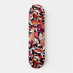  Abstract cartoon leaves berries black Skateboard