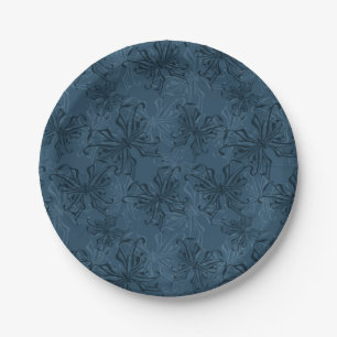 Abstract cartoon ornamental butterfly navy black m paper plate