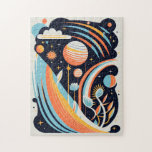 Abstract cartoon space planet. Modern cosmos Jigsaw Puzzle<br><div class="desc">Abstract cartoon space and astronomy jigsaw puzzle.</div>