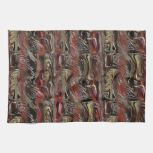 Abstract carved in mahogany and dark red kitchen towel