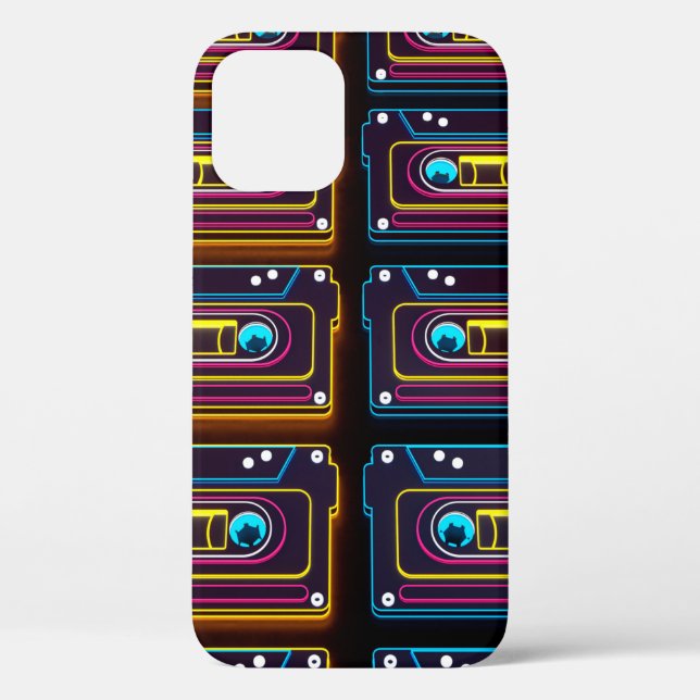 Abstract Cassette tape neon retro music of backgro Case-Mate iPhone Case (Back)
