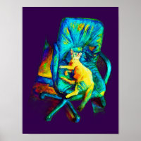 ABSTRACT CAT ART EXTRA COLORFUL BY SIXSOX