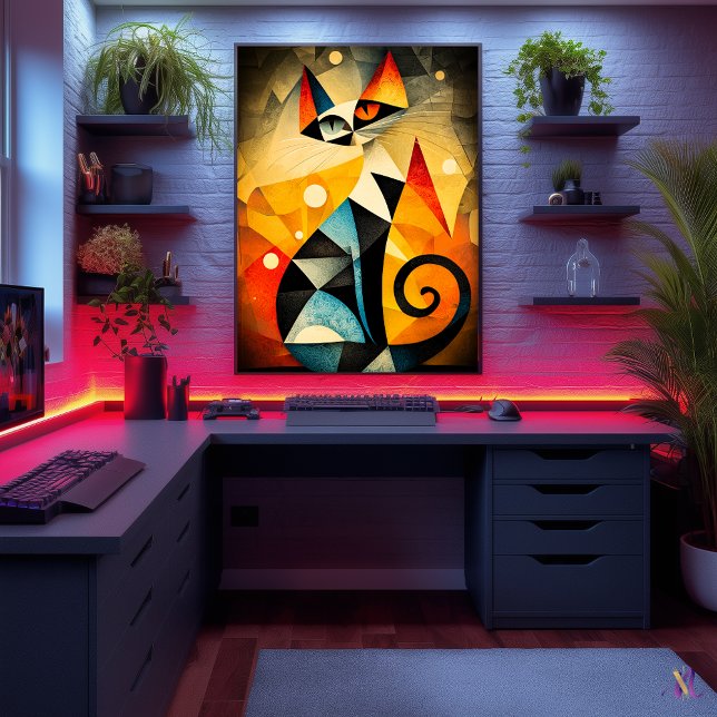 Abstract Cat Art - Geometric Animal Design  Poster (Creator Uploaded)