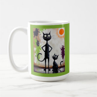 Abstract Cat Art Mug - Surreal Colourful Coffee Cu