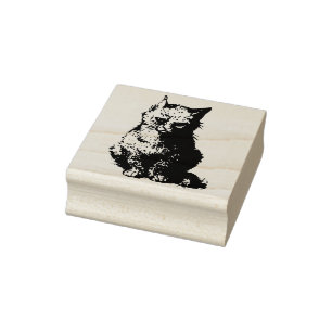 abstract cat art stamp