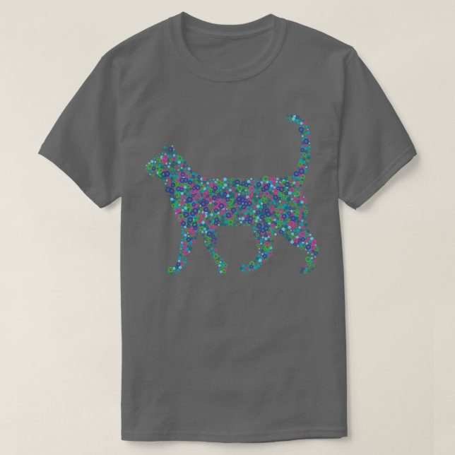 Abstract cat designed using spots and circles T-Shirt (Design Front)