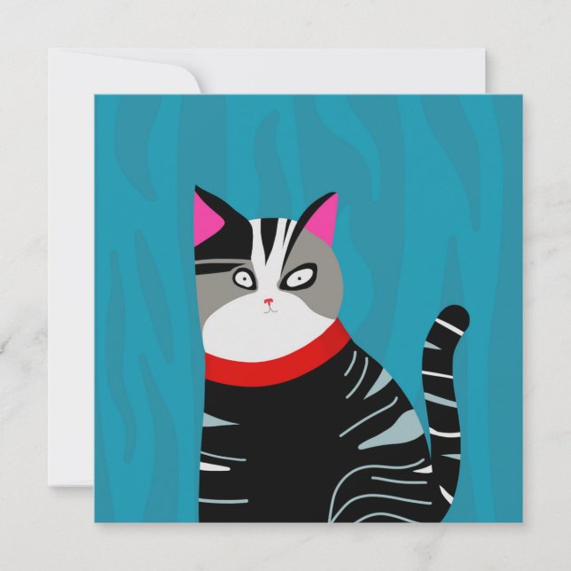 Abstract Cat Invitation (Front)