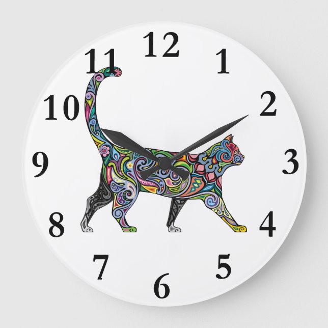 Abstract Cat Large Clock (Front)