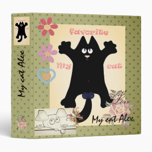 Abstract cat mouse toy cute fun cartoon polka dot binder