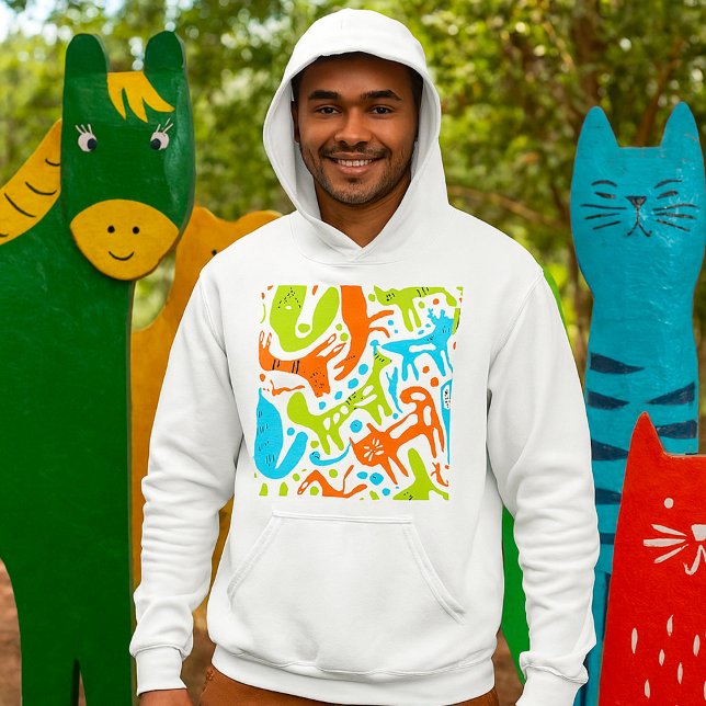 Abstract Cat Pattern Whimsical Modern Pet Art  Hoodie (Creator Uploaded)
