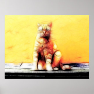 Abstract Cat Poster