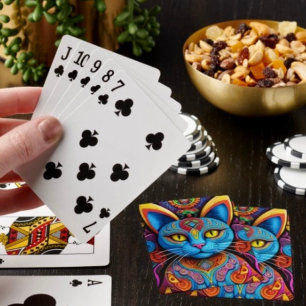 Abstract Cat With Yellow Eyes Playing Cards