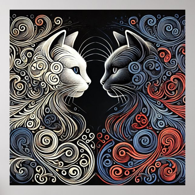 Abstract cats art poster (Front)
