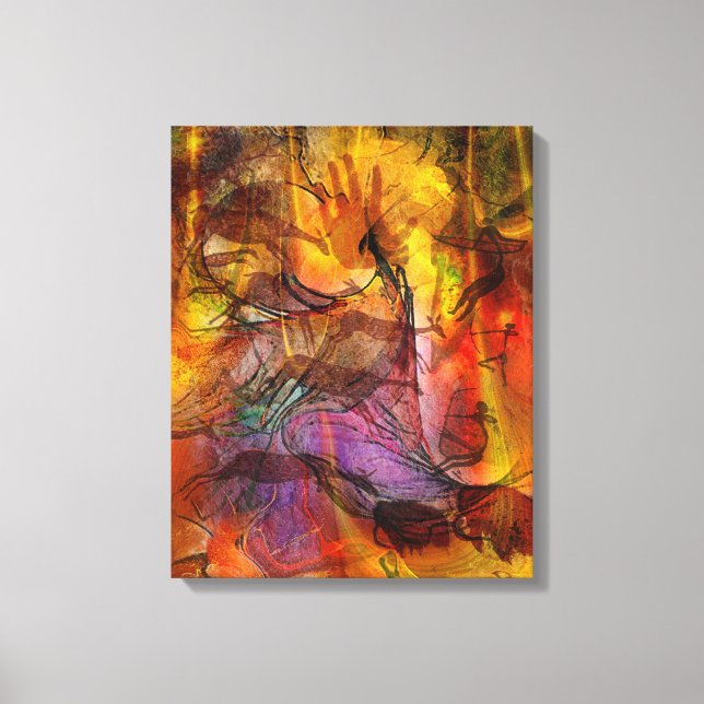 Abstract Cave Painting - Rectangular Canvas Art (Front)