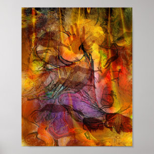 Abstract Cave Painting - Rectangular Metal Art Poster