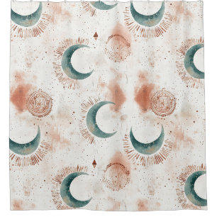 Abstract Celestial Crescent Moons Terracotta