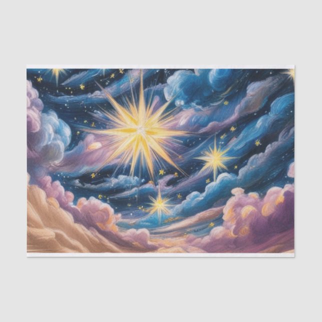 Abstract Celestial Stars and Clouds  Tissue Paper (Front)