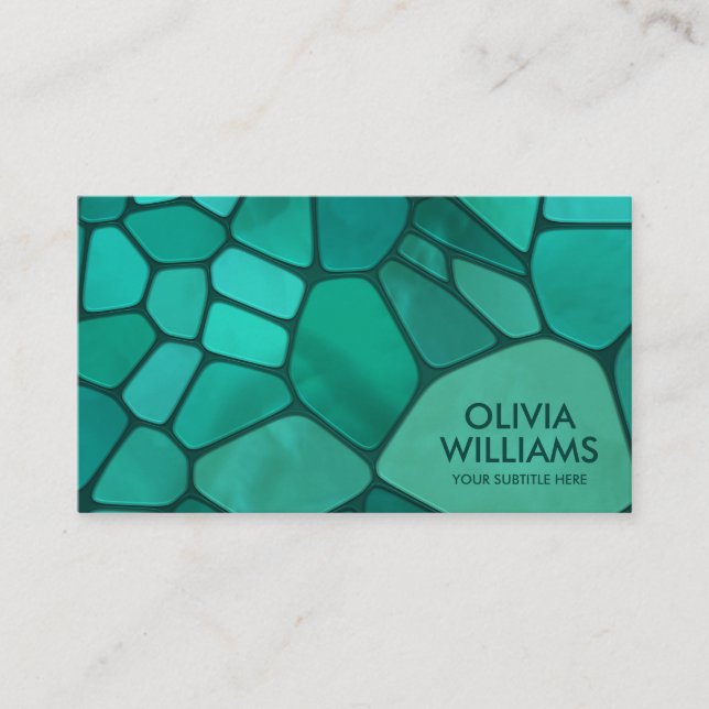 Abstract Cells - Emerald Green Business Card (Front)