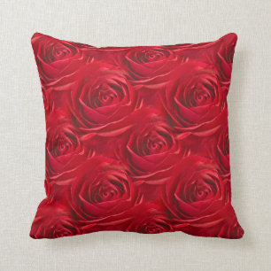 Abstract Centre of Red Rose Wallpaper Throw Pillow