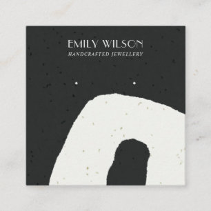 ABSTRACT CERAMIC BLACK WHITE STUD EARRING DISPLAY SQUARE BUSINESS CARD