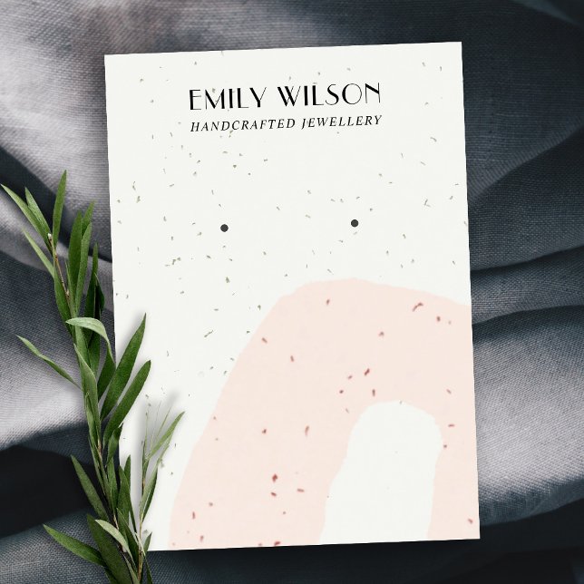 ABSTRACT CERAMIC BLUSH PEACH STUD EARRING DISPLAY BUSINESS CARD (Creator Uploaded)