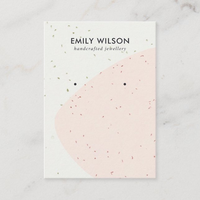 ABSTRACT CERAMIC BLUSH WAVE STUD EARRING DISPLAY BUSINESS CARD (Front)