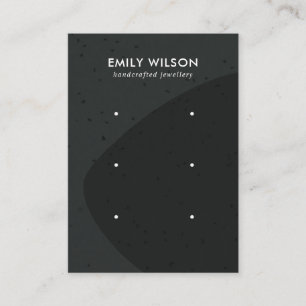 ABSTRACT CERAMIC GREY BLACK 3 STUD EARRING DISPLAY BUSINESS CARD