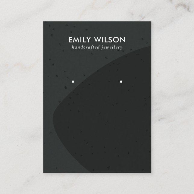 ABSTRACT CERAMIC GREY BLACK STUD EARRING DISPLAY BUSINESS CARD (Front)