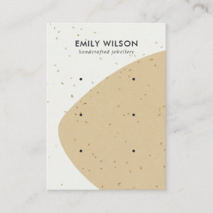 ABSTRACT CERAMIC OCHRE WAVE 3 STUD EARRING DISPLAY BUSINESS CARD